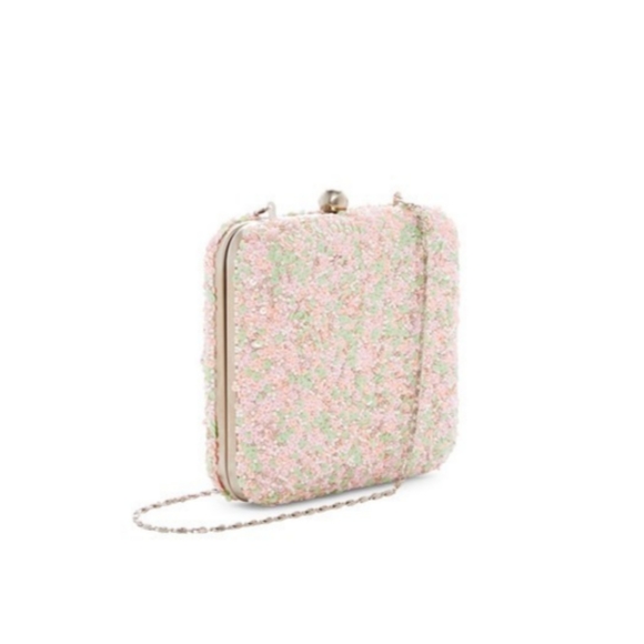 G-Lish Beaded & sequined squared hard case clutch